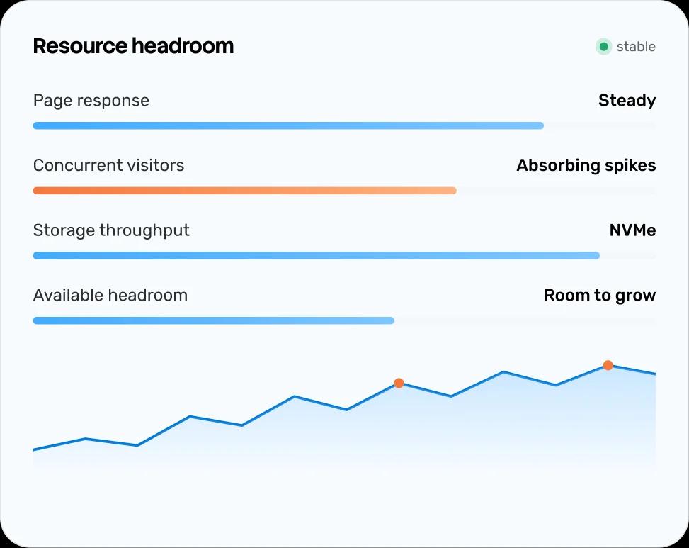 Resource headroom and traffic monitoring display
