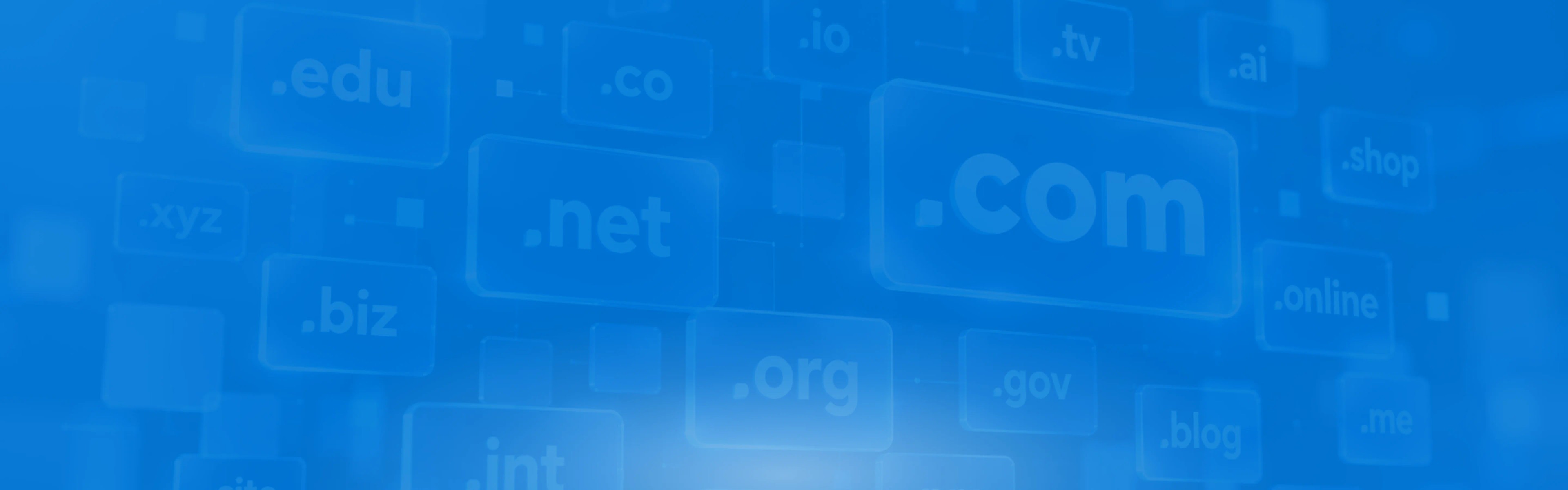 Domain registration floating TLD tiles background