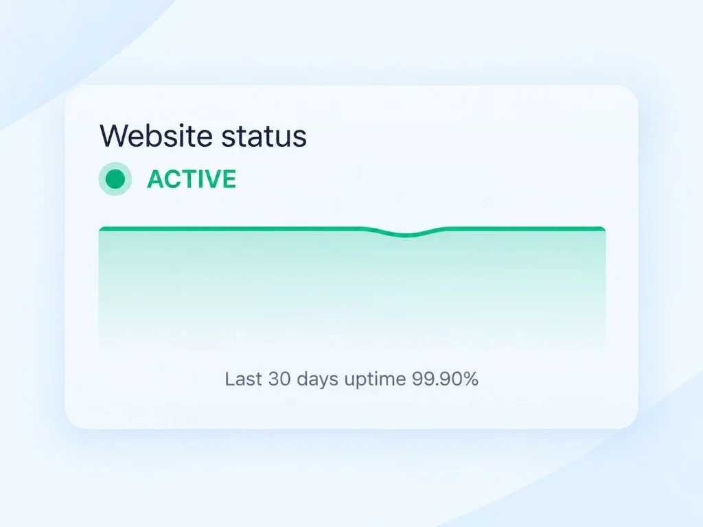 Website status showing active uptime monitoring